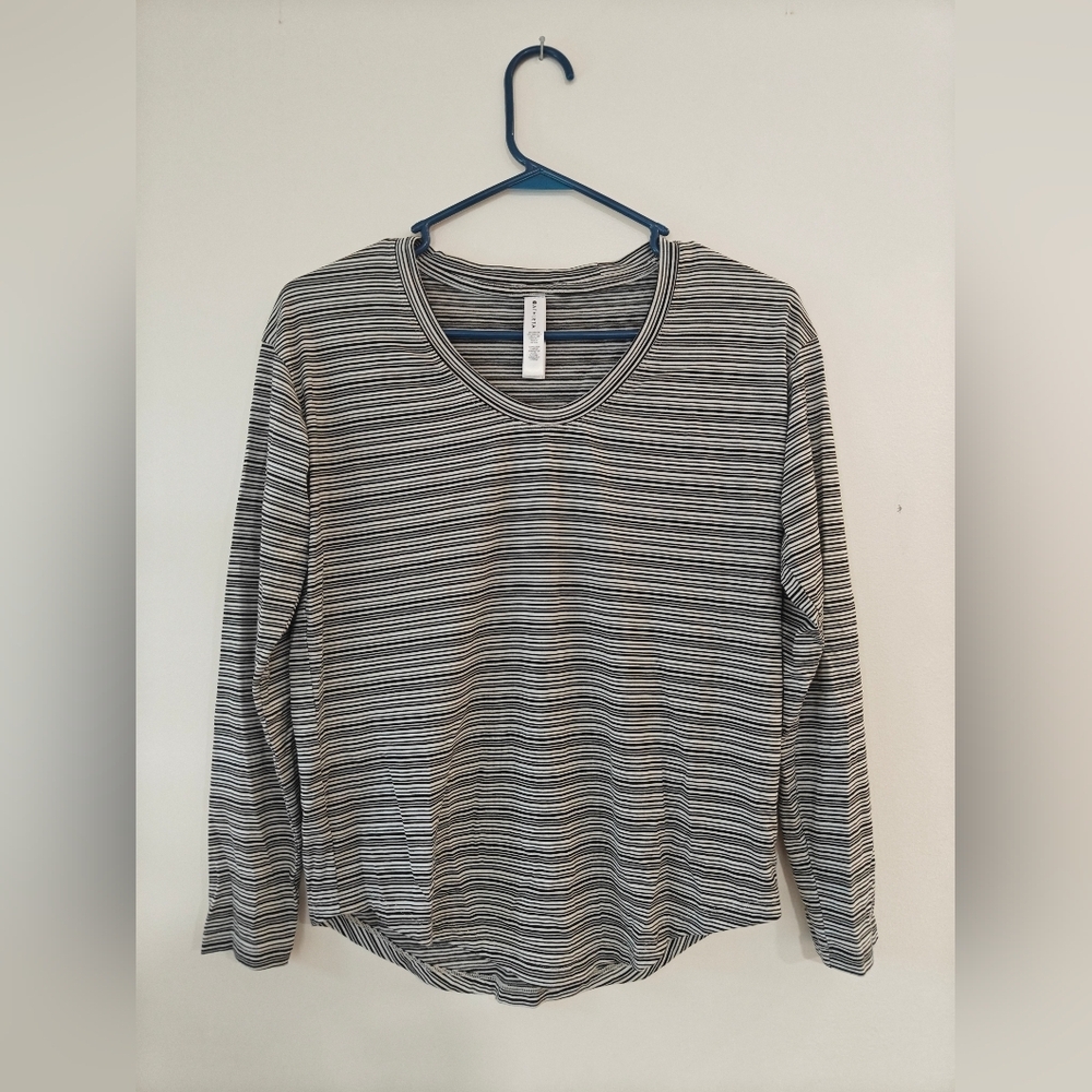 Athleta Cloudlight Stratus Striped Top Black White Women's Size XS